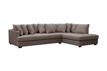 Rossita 4-sits Högervänd L-formad Djup Schäslongsoffa med Hel dyna i Tyg - Brun - Products - Möbler - Soffa - Divansoffa & schäslongsoffa - 4 sits soffa med divan