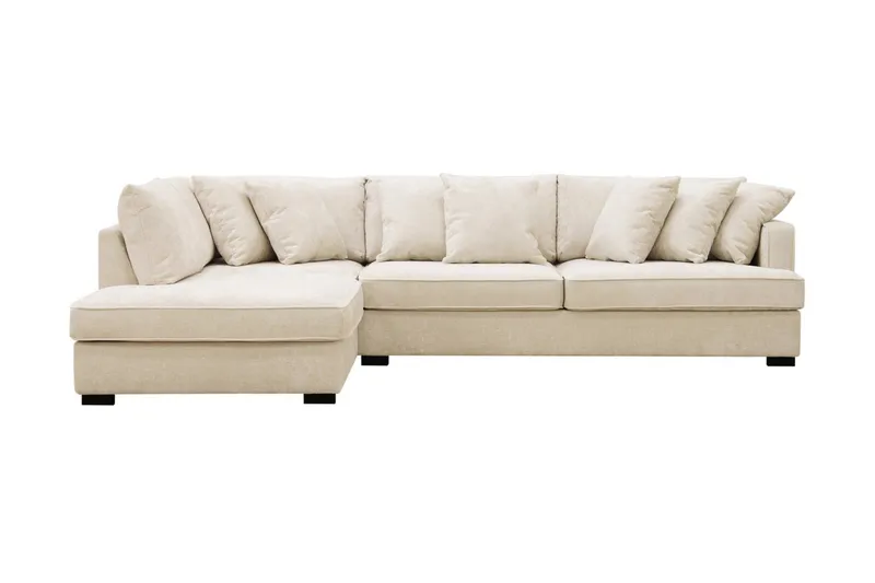 Rossita 4-sits Vänstervänd L-formad Djup Schäslongsoffa i Chenille - Beige - Products - Möbler - Soffa - Divansoffa & schäslongsoffa - 4 sits soffa med divan