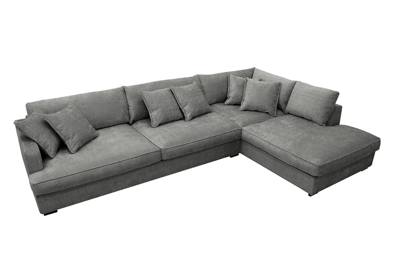 Rossita Lyx 4-sits Extra djup Soffa med Schäslong Höger - Grå Chenille - Products - Möbler - Soffa - Divansoffa & schäslongsoffa - 4 sits soffa med divan