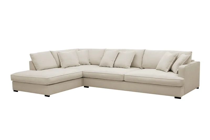 Rossita Lyx 4-sits Extra djup Soffa med Schäslong Vänster - Beige Tyg - Products - Möbler - Soffa - Divansoffa & schäslongsoffa - 4 sits soffa med divan