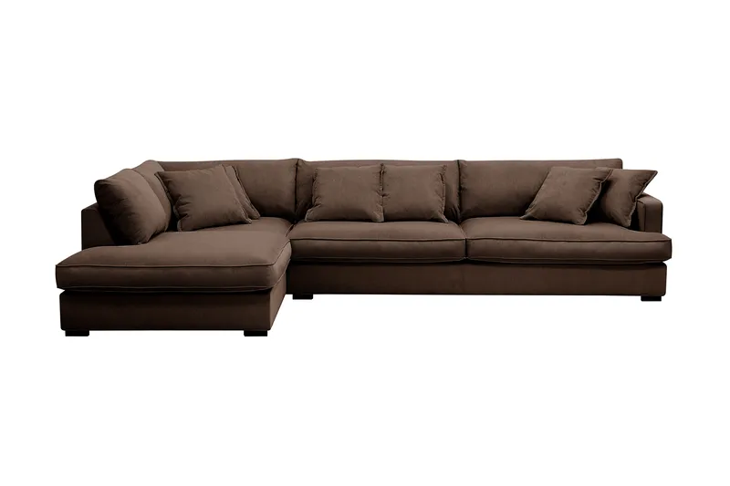 Rossita Lyx 4-sits Extra djup Soffa med Schäslong Vänster - Brun Manchester - Products - Möbler - Soffa - Divansoffa & schäslongsoffa - 4 sits soffa med divan