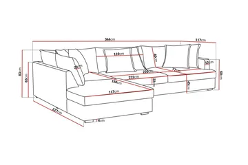 Rossita Lyx 4-sits Extra djup Soffa med Schäslong Vänster - Brun Manchester - Products - Möbler - Soffa - Divansoffa & schäslongsoffa - 4 sits soffa med divan