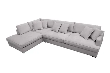 Rossita Lyx 4-sits Extra djup Soffa med Schäslong Vänster - Grå Chenille - Products - Möbler - Soffa - Divansoffa & schäslongsoffa - 4 sits soffa med divan