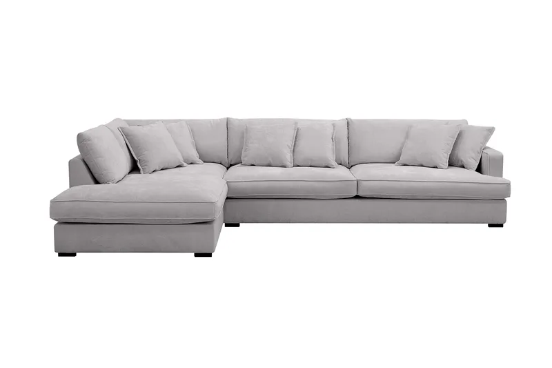 Rossita Lyx 4-sits Extra djup Soffa med Schäslong Vänster - Grå Chenille - Products - Möbler - Soffa - Divansoffa & schäslongsoffa - 4 sits soffa med divan