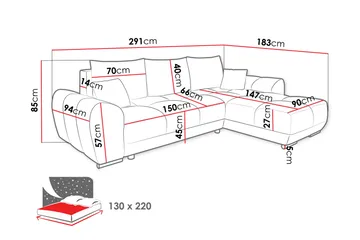Simerly Soffa med Divan 3-sits - Mörkgrå - Products - Möbler - Soffa - Divansoffa & schäslongsoffa - 3 sits soffa med divan