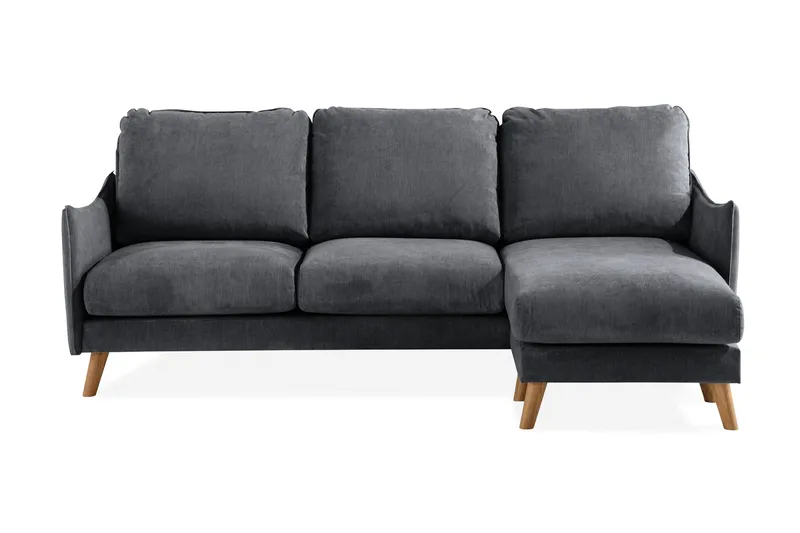 Trend Lyx 3-sits Divansoffa Höger, Mörkgrå/Ek
