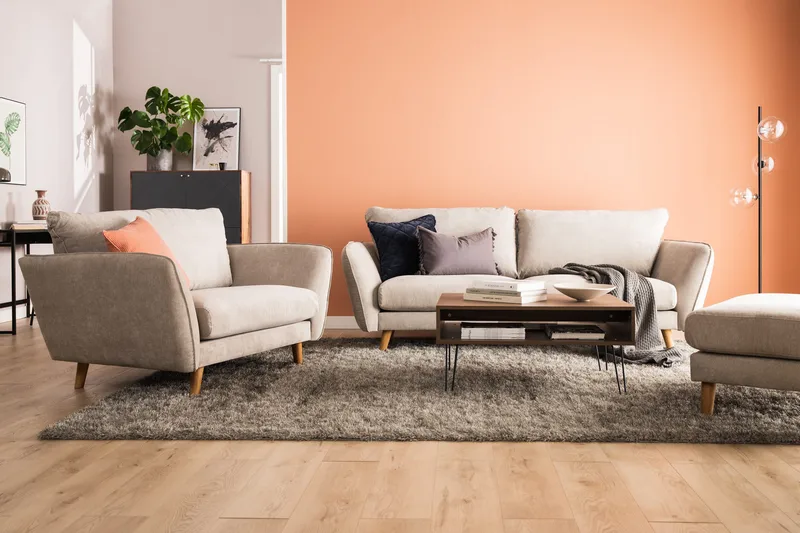 Trend Lyx 3-sits Högervänd L-formad Divansoffa i Tyg - Beige - Products - Möbler - Soffa - Divansoffa & schäslongsoffa - 4 sits soffa med divan