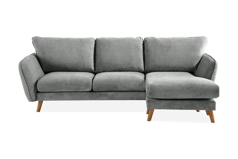 Trend Lyx 3-sits Högervänd L-formad Divansoffa i Tyg - Grå - Products - Möbler - Soffa - Divansoffa & schäslongsoffa - 4 sits soffa med divan