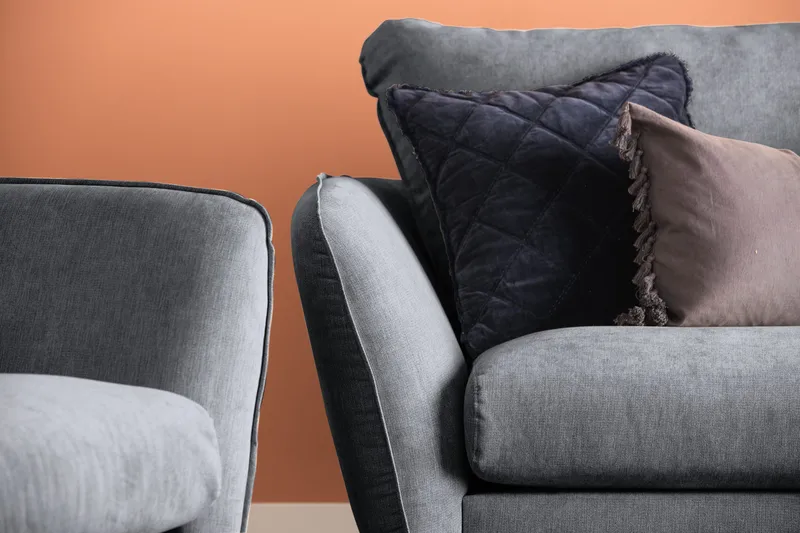 Trend Lyx 3-sits Högervänd L-formad Divansoffa i Tyg - Mörkgrå - Products - Möbler - Soffa - Divansoffa & schäslongsoffa - 4 sits soffa med divan