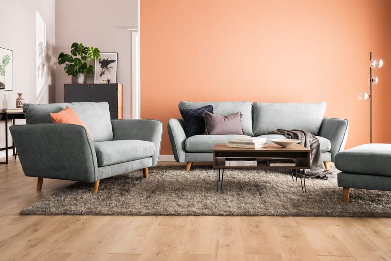 Trend Lyx 3-sits Vänstervänd L-formad Divansoffa i Tyg - Grå - Products - Möbler - Soffa - Divansoffa & schäslongsoffa - 4 sits soffa med divan
