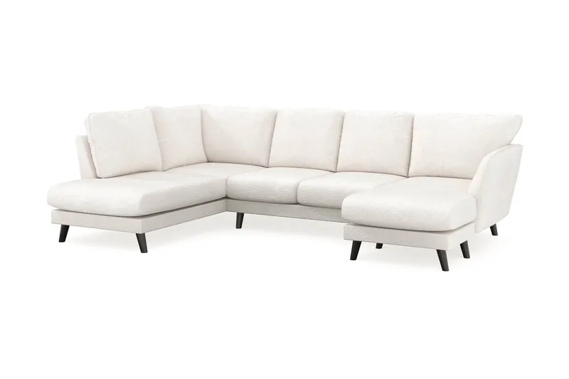 Trend Lyx 4-sits Högervänd U-formad Soffa med Divan och Schäslong i Bouclé - Vit - Products - Möbler - Soffa - Divansoffa & schäslongsoffa - 4 sits soffa med divan
