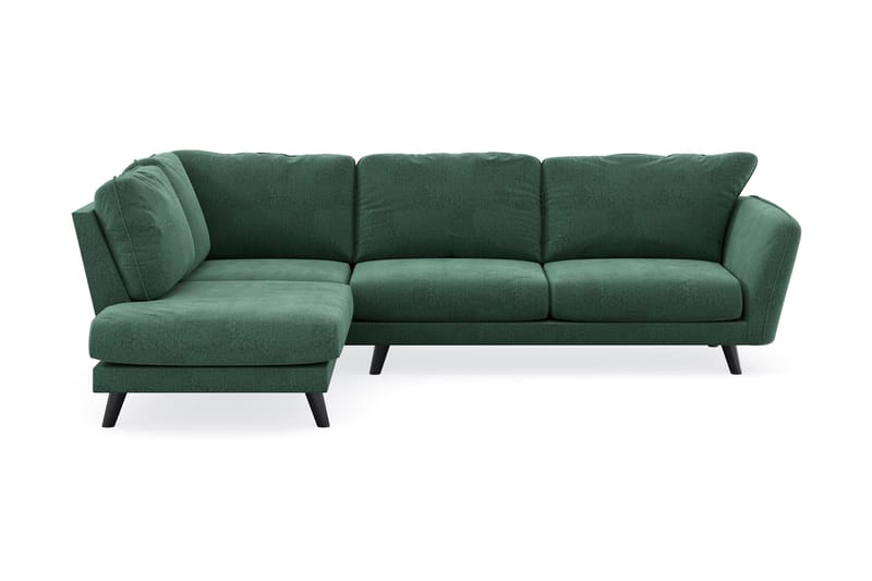 Trend Lyx 4-sits Vänstervänd L-formad Schäslongsoffa i Sammet, Mörkgrön