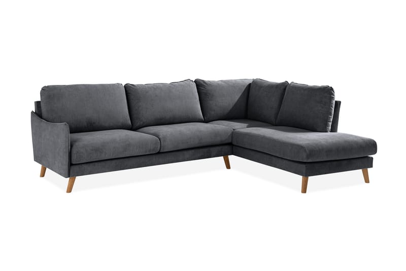 Trend Lyx Schäslongsoffa Höger - Mörkgrå/Ek - Products - Möbler - Soffa - Divansoffa & schäslongsoffa - 4 sits soffa med divan