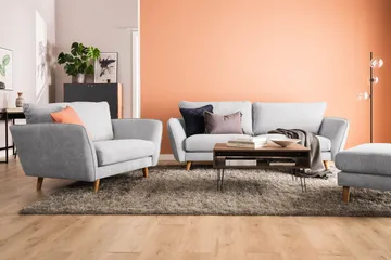Trend Lyx Schäslongsoffa Vänster - Ljusgrå/Svart - Products - Möbler - Soffa - Divansoffa & schäslongsoffa - 4 sits soffa med divan