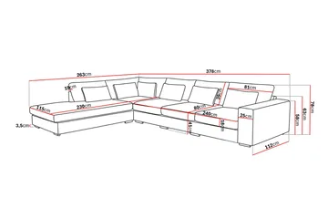 Grande 5-sits Soffa med Schäslong Vänster - Beige Tyg - Products - Möbler - Soffa - Divansoffa & schäslongsoffa