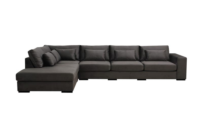Grande 5-sits Soffa med Schäslong Vänster - Mörkgrå Sammet - Products - Möbler - Soffa - Sammetssoffa