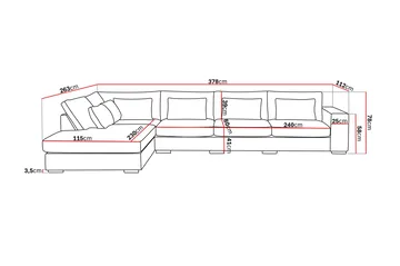 Grande 5-sits Soffa med Schäslong Vänster - Mörkgrå Sammet - Products - Möbler - Soffa - Sammetssoffa