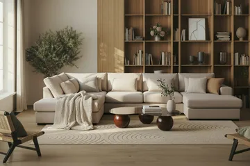 Grande 5-sits U-Soffa med Divan Vänster - Beige Sammet - Products - Möbler - Soffa - Sammetssoffa