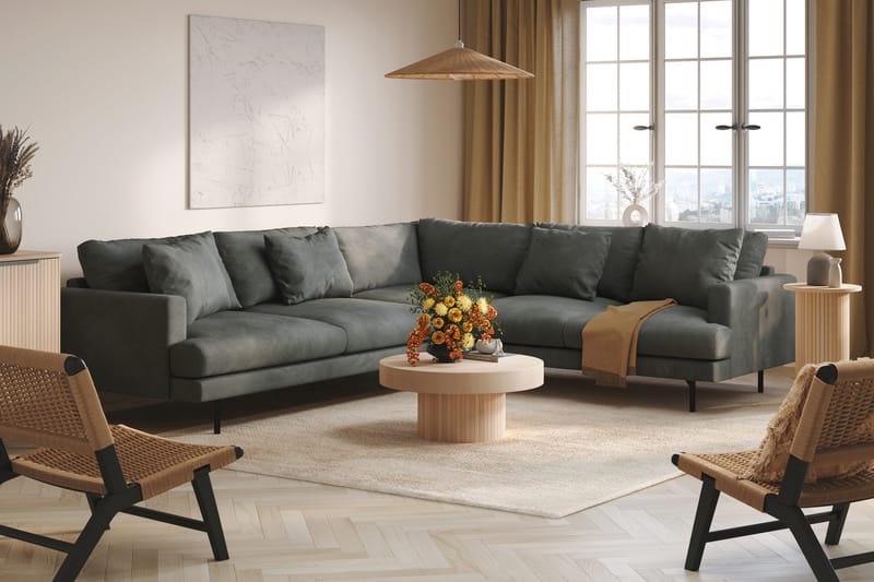 Menard 6-sits Högervänd L-formad Hörnsoffa i Manchester - Grå - Products - Möbler - Soffa - Hörnsoffa