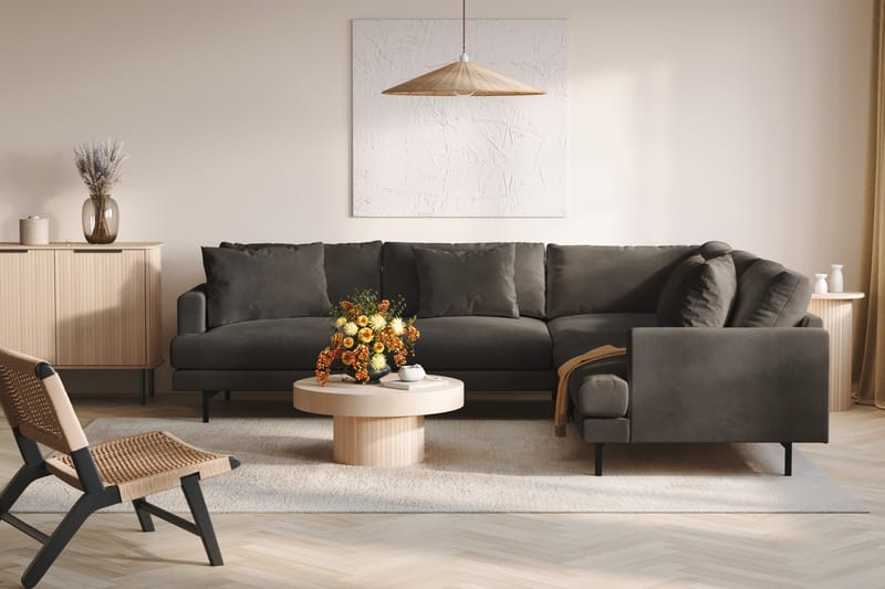 Menard 6-sits Högervänd L-formad Hörnsoffa i Manchester - Mörkgrå - Products - Möbler - Soffa - Hörnsoffa