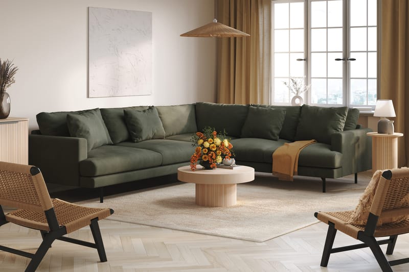 Menard 6-sits Högervänd L-formad Hörnsoffa i Manchester - Mörkgrön - Products - Möbler - Soffa - Hörnsoffa