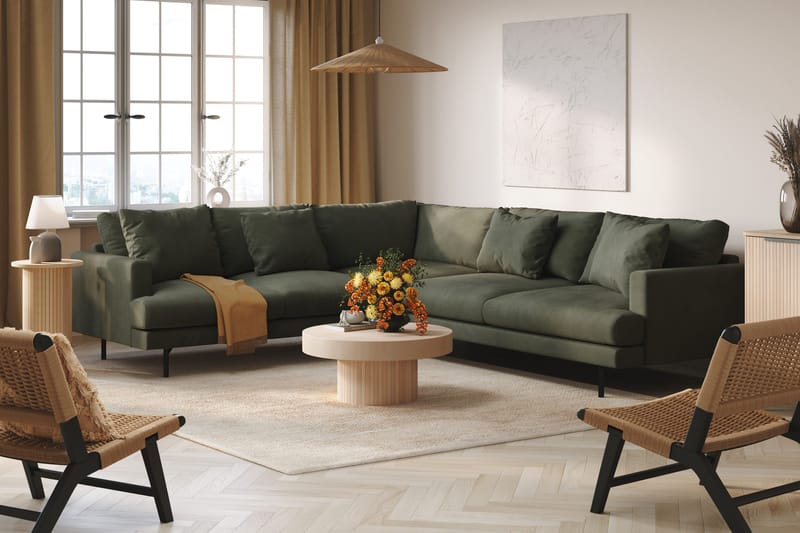Menard 6-sits Vänstervänd L-formad Hörnsoffa i Manchester - Mörkgrön - Products - Möbler - Soffa - Hörnsoffa