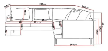 Menard 6-sits Vänstervänd L-formad Hörnsoffa i Tyg - Brun - Products - Möbler - Soffa - Hörnsoffa