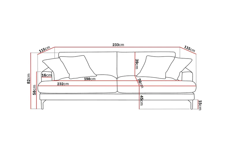 Menard Premium 4-sits Djup Soffa i Chenille - Brun - Products - Möbler - Soffa - 4 sits soffa