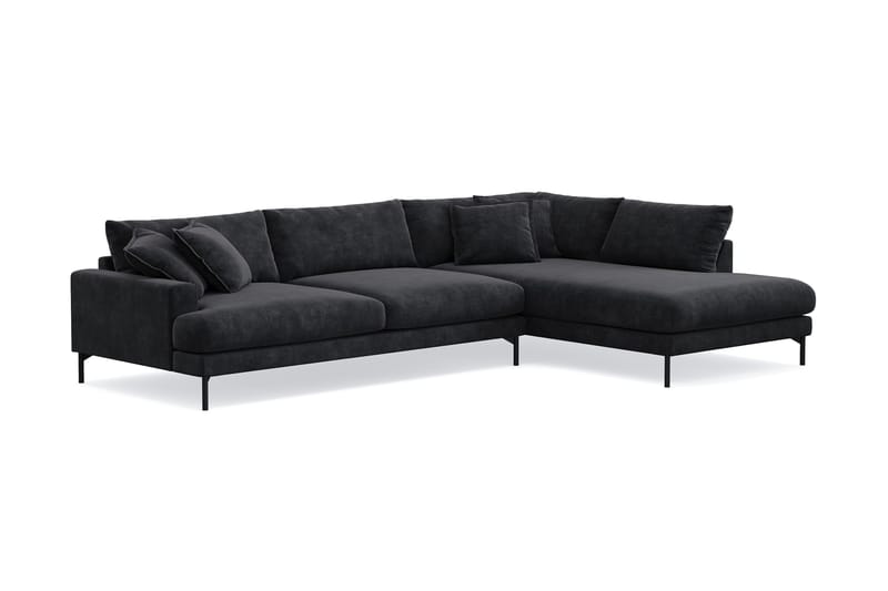 Menard Premium 5-sits Högervänd L-formad Djup Schäslongsoffa i Chenille - Svartt - Products - Möbler - Soffa - Divansoffa & schäslongsoffa