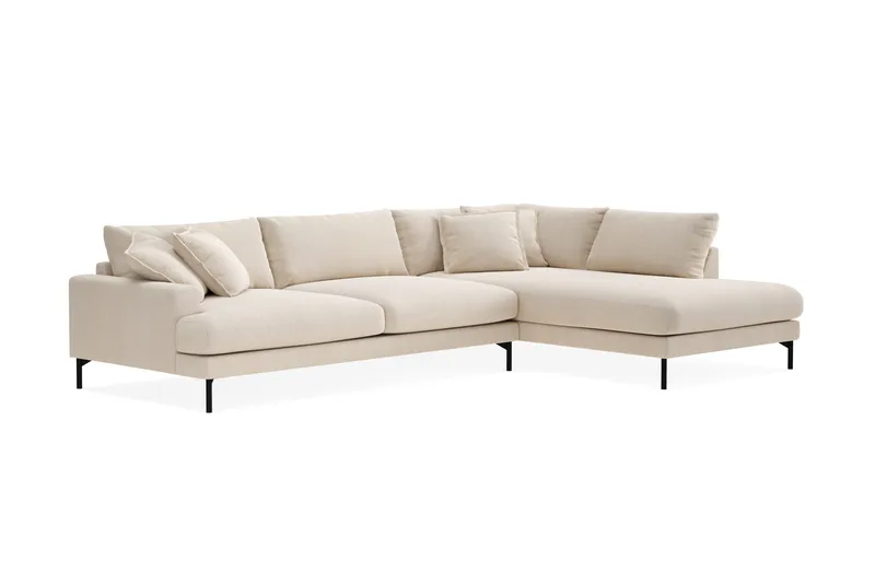 Menard Premium 5-sits Högervänd L-formad Djup Schäslongsoffa i Chenille - Ljusbeige - Products - Möbler - Soffa - Divansoffa & schäslongsoffa
