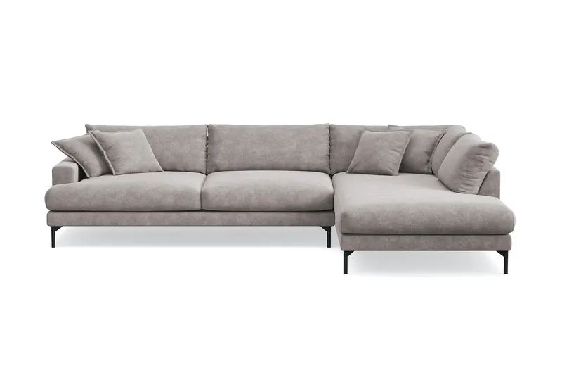 Menard Premium 5-sits Högervänd L-formad Djup Schäslongsoffa i Chenille - Grå/Brun - Products - Möbler - Soffa - Divansoffa & schäslongsoffa
