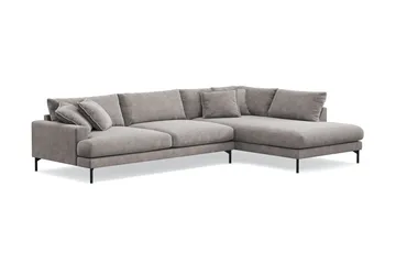 Menard Premium 5-sits Högervänd L-formad Djup Schäslongsoffa i Chenille - Grå/Brun - Products - Möbler - Soffa - Divansoffa & schäslongsoffa