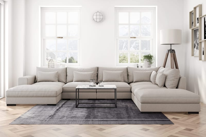 Dubai Stor U-modulsoffa med Divan Vänster 432 cm Extra Djup - Beige - Products - Möbler - Soffa - Modulsoffa - Komplett modulsoffa