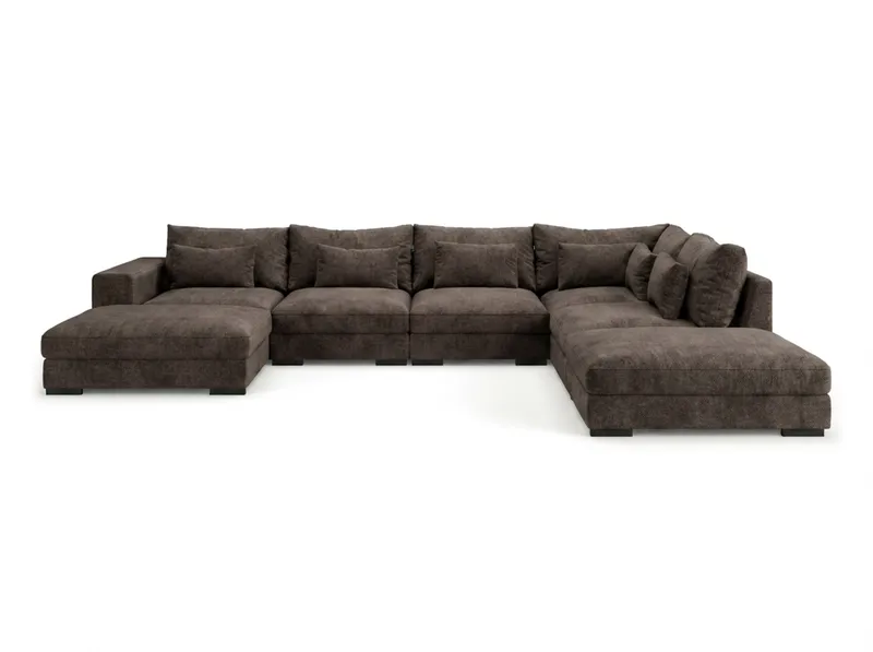 Dubai Stor U Soffa modul med Divan Vänster Extra Djup i Chenille - Mörkbrun - Products - Möbler - Soffa - Modulsoffa - Komplett modulsoffa