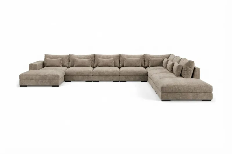 Dubai U-modulsoffa Large med Divan Vänster Extra Djup i Chenille, Brun