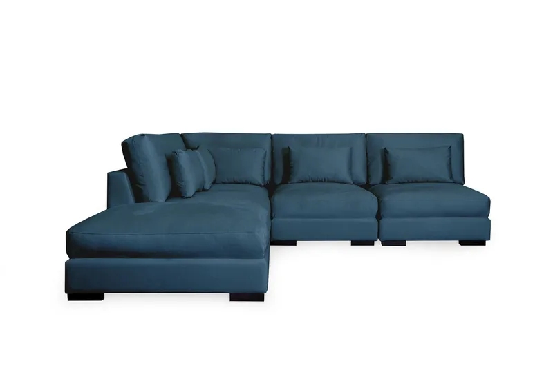 Dubai Schäslongsoffa Höger Sammet Extra Djup - Blå - Products - Möbler - Soffa - Modulsoffa - Komplett modulsoffa