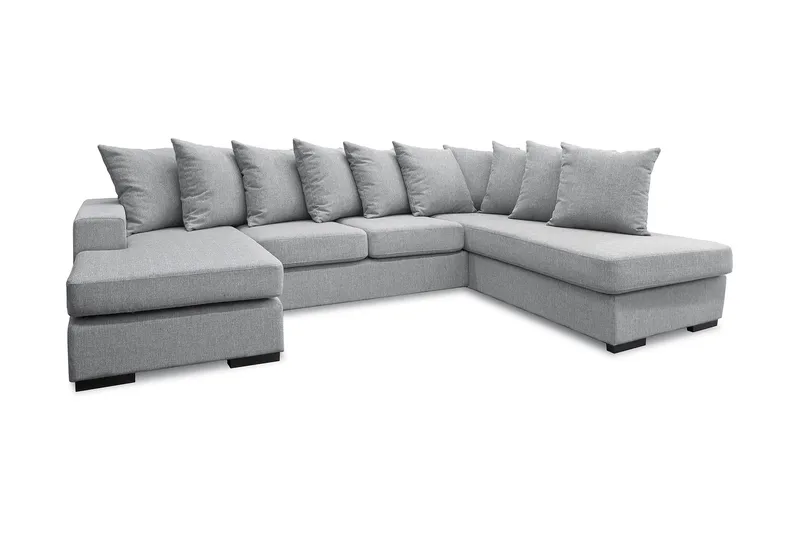 Nebraska U-soffa med Divan Vänster inkl Kuvertkuddar, Grå