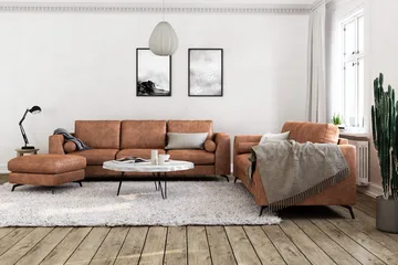 Ocean Lyx 3-sits Soffa i Konstläder - Brun - Products - Möbler - Soffa - 2 sits soffa