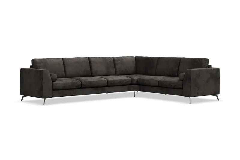Ocean Lyx 5-sits Vändbar L-formad Hörnsoffa i Sammet - Mörkgrå - Products - Möbler - Soffa - Hörnsoffa
