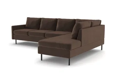 Peppe 4-sits Högervänd L-formad Schäslongsoffa i Manchester - Brun - Products - Möbler - Soffa - Divansoffa & schäslongsoffa
