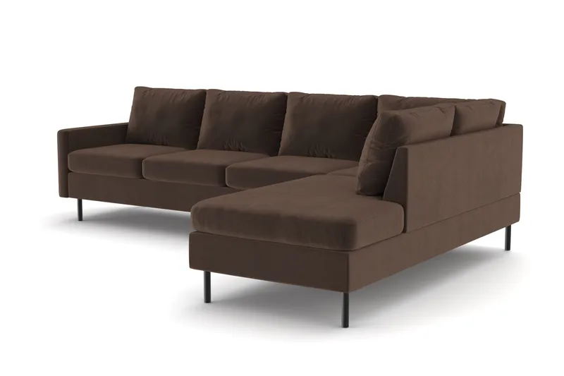 Peppe 4-sits Högervänd L-formad Schäslongsoffa i Manchester - Brun - Products - Möbler - Soffa - Divansoffa & schäslongsoffa