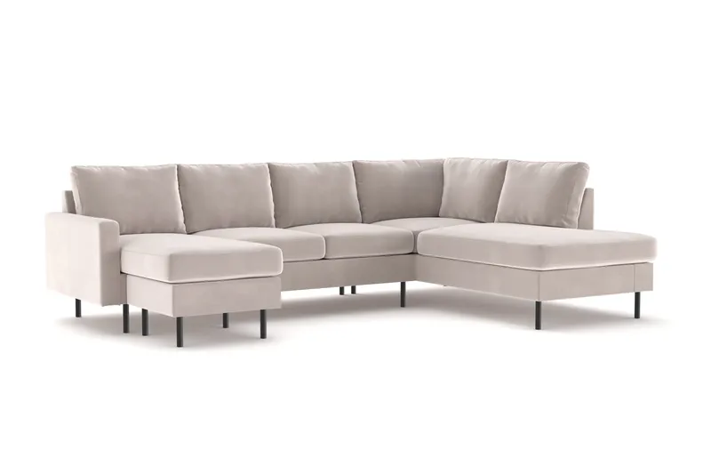 Peppe 4-sits Högervänd U-formad Soffa med Divan och Schäslong i Manchester - Beige - Products - Möbler - Soffa - Sammetssoffa