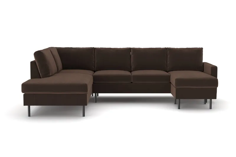 Peppe 4-sits Vänstervänd U-formad Soffa med Divan och Schäslong i Manchester - Brun - Products - Möbler - Soffa - U-soffa