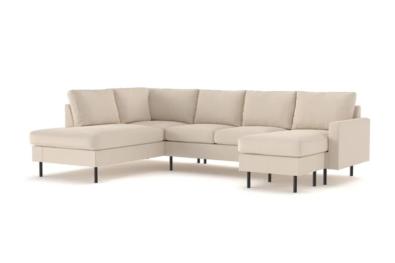 Peppe 4-sits Vänstervänd U-formad Soffa med Divan och Schäslong i Manchester - Greige - Products - Möbler - Soffa - U-soffa