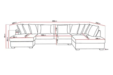 Rossita 5-sits Högervänd U-formad Djup Soffa med Divan och Schäslong i Tyg - Beige - Products - Möbler - Soffa - U-soffa