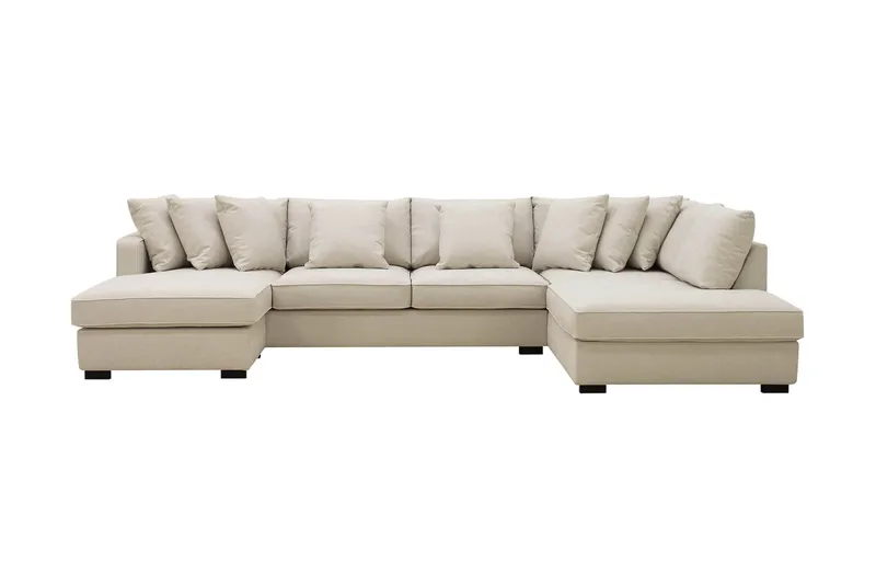 Rossita 5-sits Högervänd U-formad Djup Soffa med Divan och Schäslong i Tyg - Beige - Products - Möbler - Soffa - U-soffa