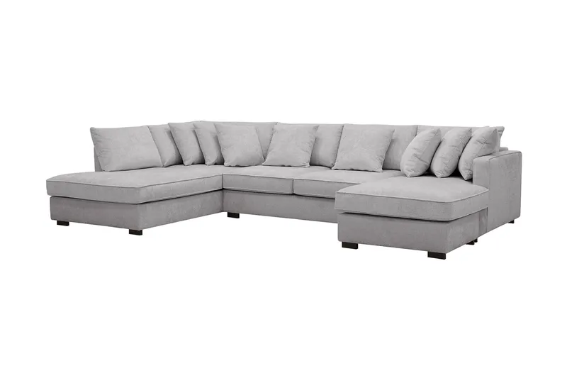 Rossita 5-sits Vänstervänd U-formad Djup Soffa med Divan och Schäslong i Chenille - Grå - Products - Möbler - Soffa - U-soffa