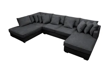 Rossita 5-sits Vänstervänd U-formad Djup Soffa med Divan och Schäslong i Chenille - Svart - Products - Möbler - Soffa - U-soffa
