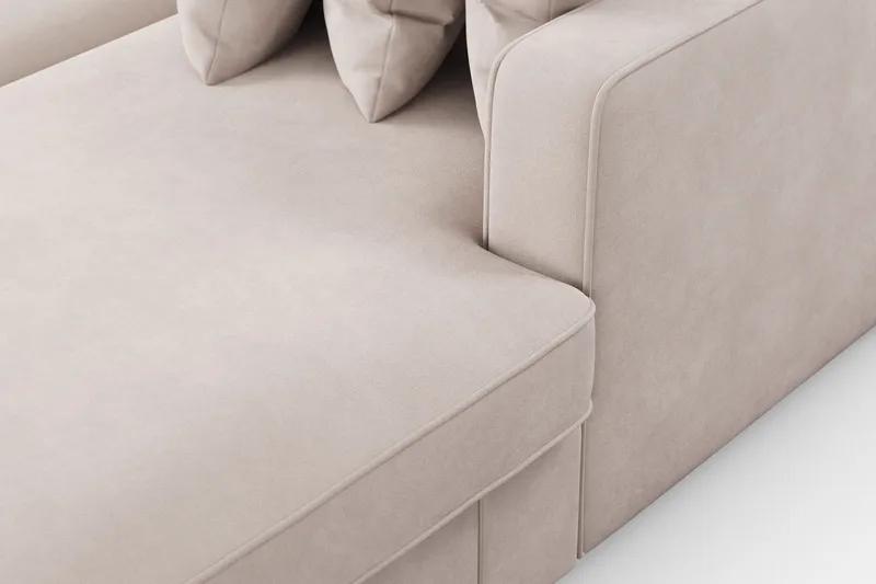 Rossita 5-sits Vänstervänd U-formad Djup Soffa med Divan och Schäslong i Sammet - Beige - Products - Möbler - Soffa - Sammetssoffa