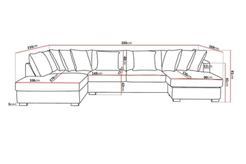 Rossita 5-sits Vänstervänd U-formad Djup Soffa med Divan och Schäslong i Sammet - Beige - Products - Möbler - Soffa - Sammetssoffa